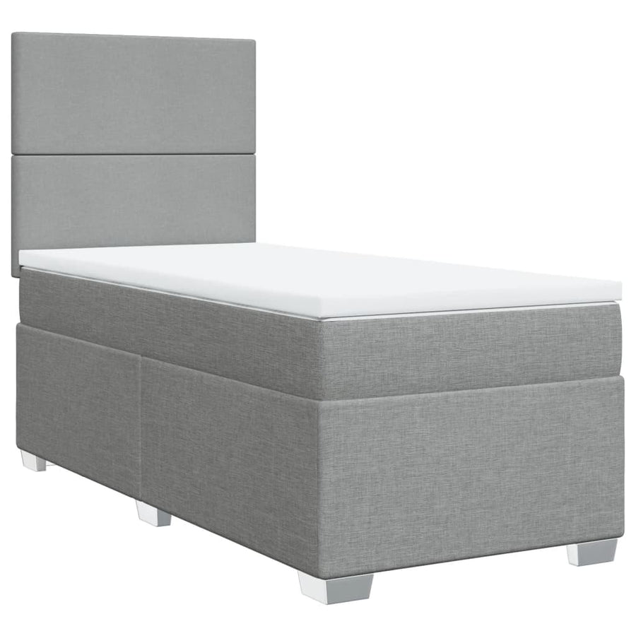 Boxspring met matras stof lichtgrijs 100x200 cm