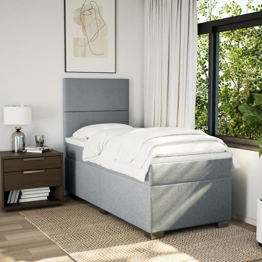 Boxspring met matras stof lichtgrijs 100x200 cm