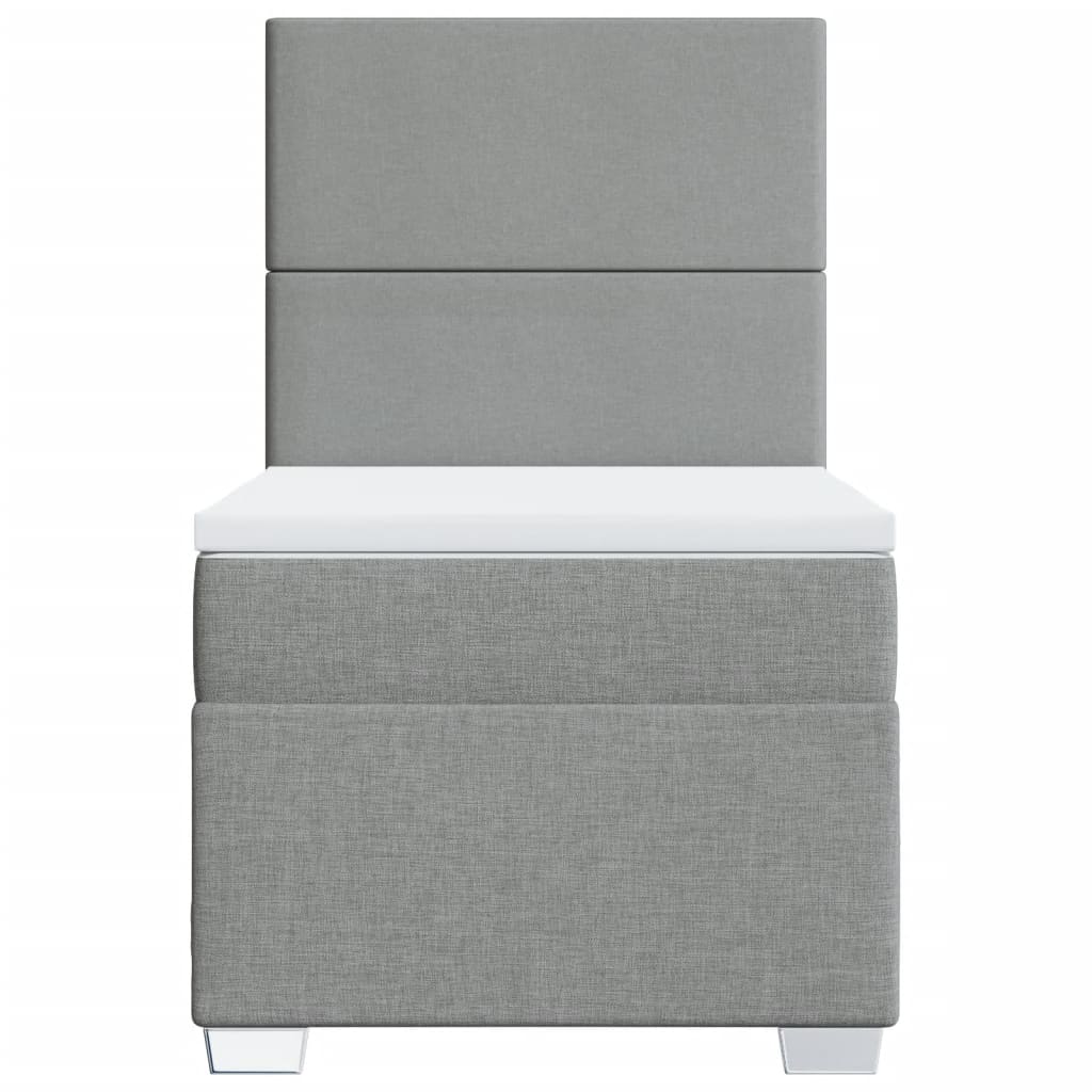 Boxspring met matras stof lichtgrijs 100x200 cm