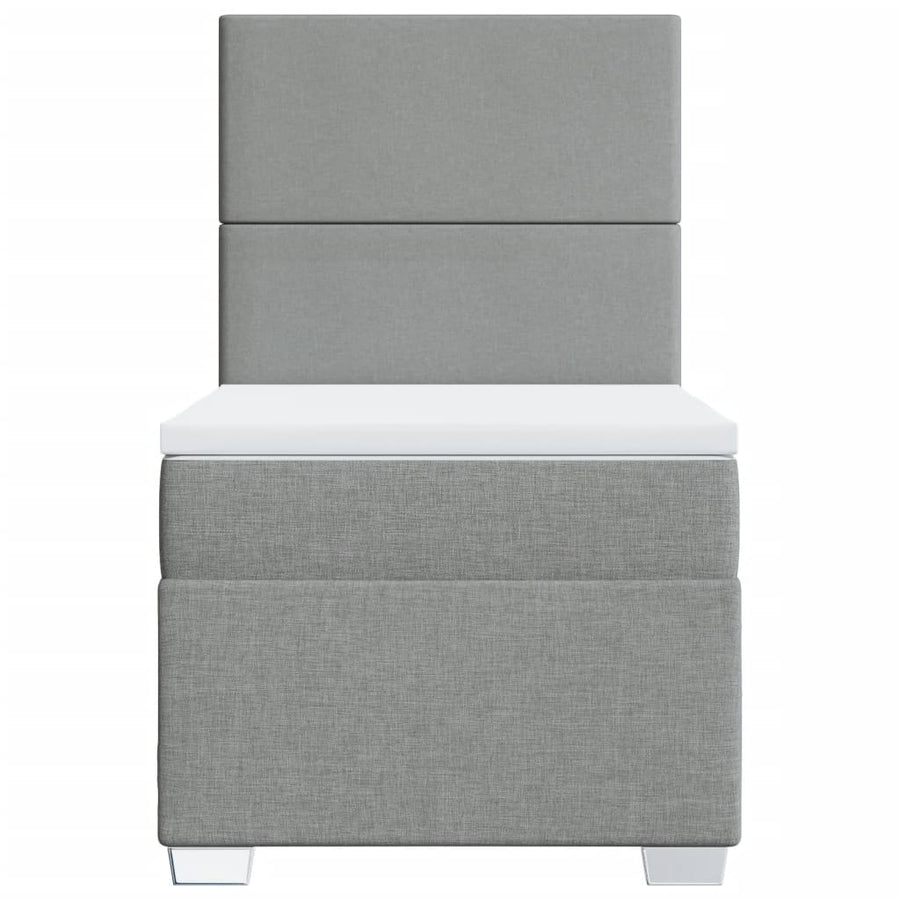 Boxspring met matras stof lichtgrijs 100x200 cm