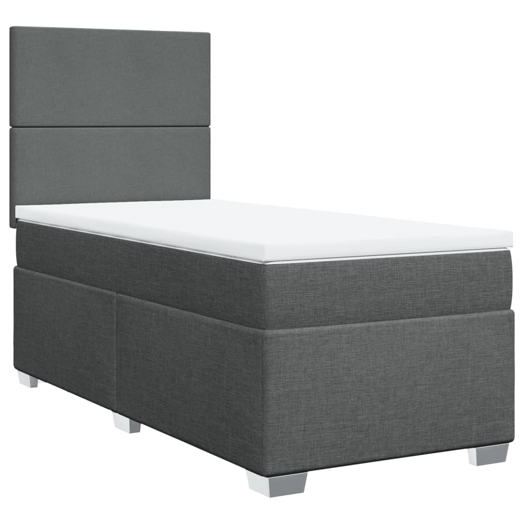 Boxspring met matras stof donkergrijs 100x200 cm