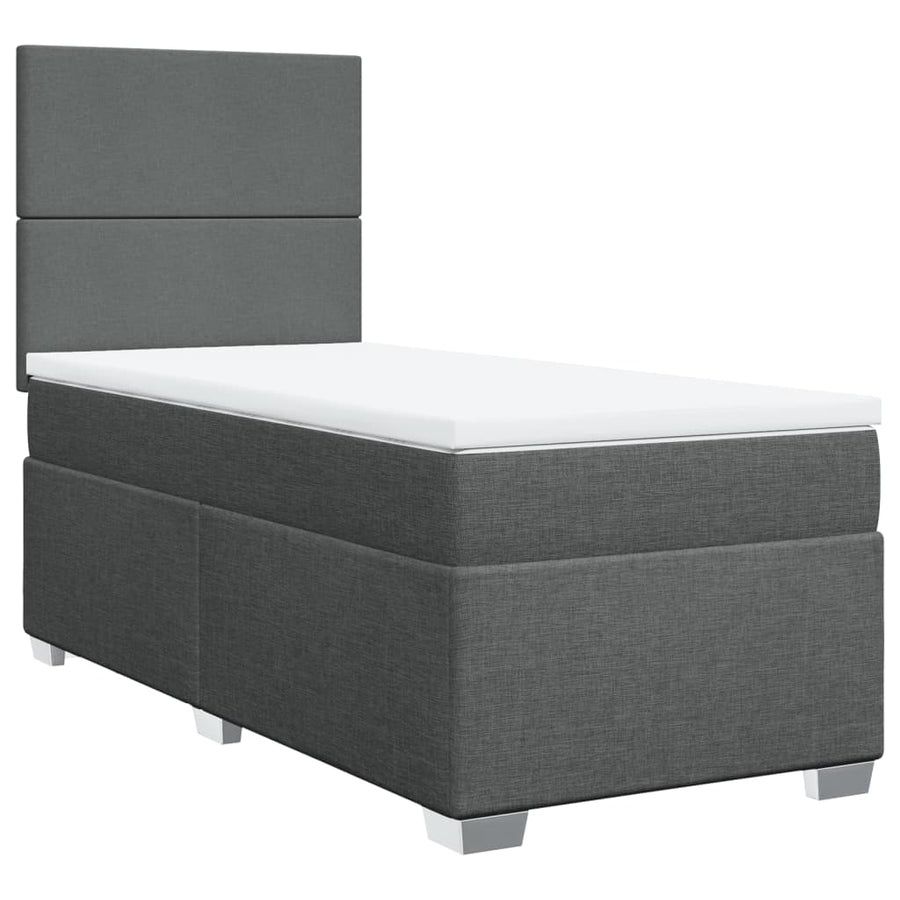 Boxspring met matras stof donkergrijs 100x200 cm