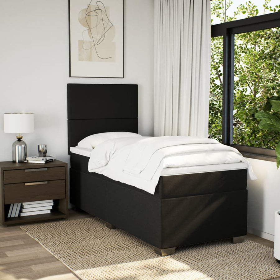 Boxspring met matras stof zwart 100x200 cm