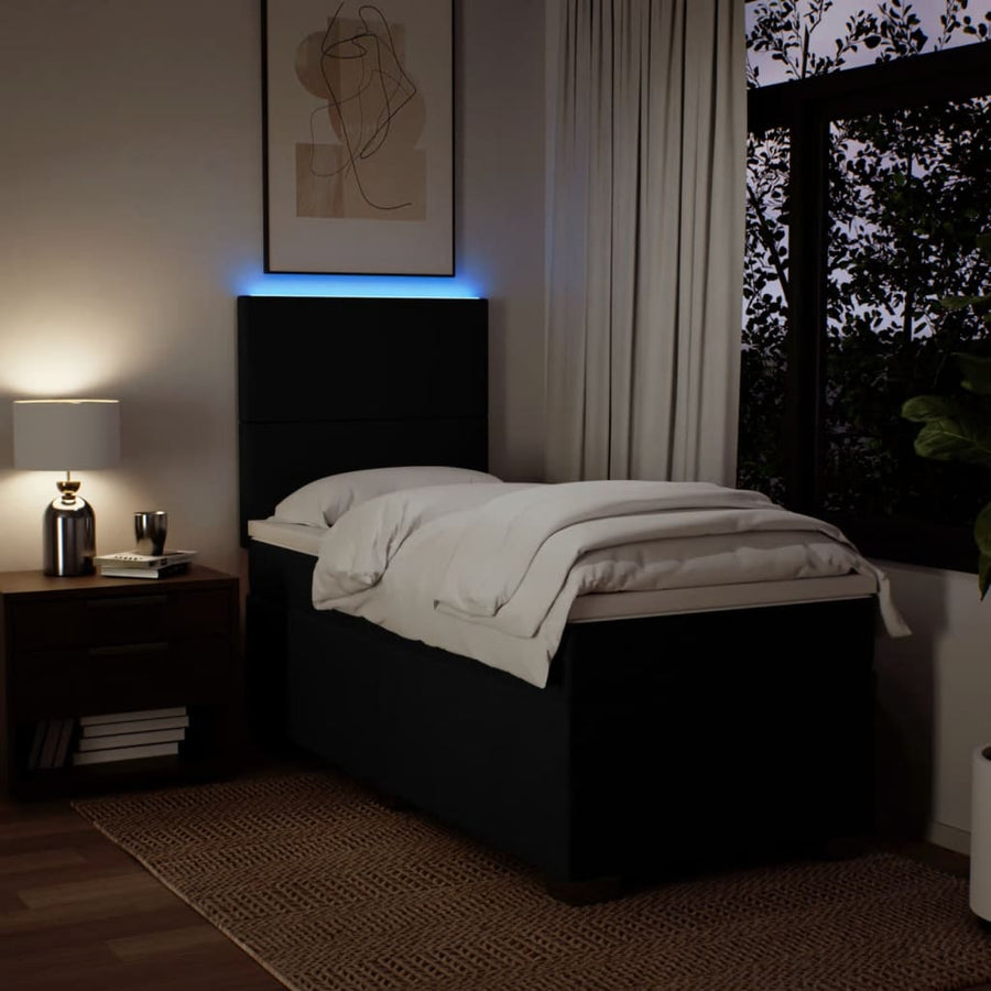 Boxspring met matras stof zwart 100x200 cm