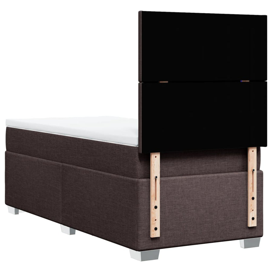 Boxspring met matras stof donkerbruin 100x200 cm