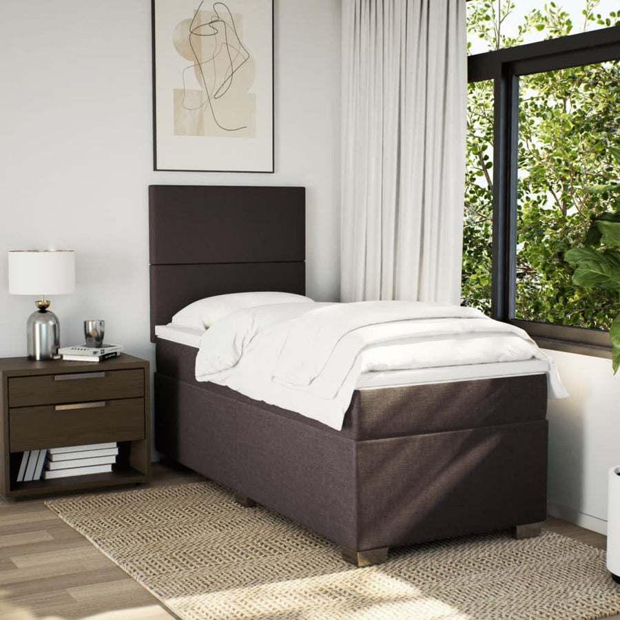 Boxspring met matras stof donkerbruin 100x200 cm