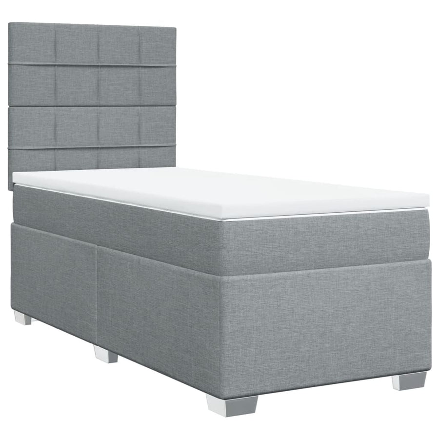 Boxspring met matras stof lichtgrijs 100x200 cm