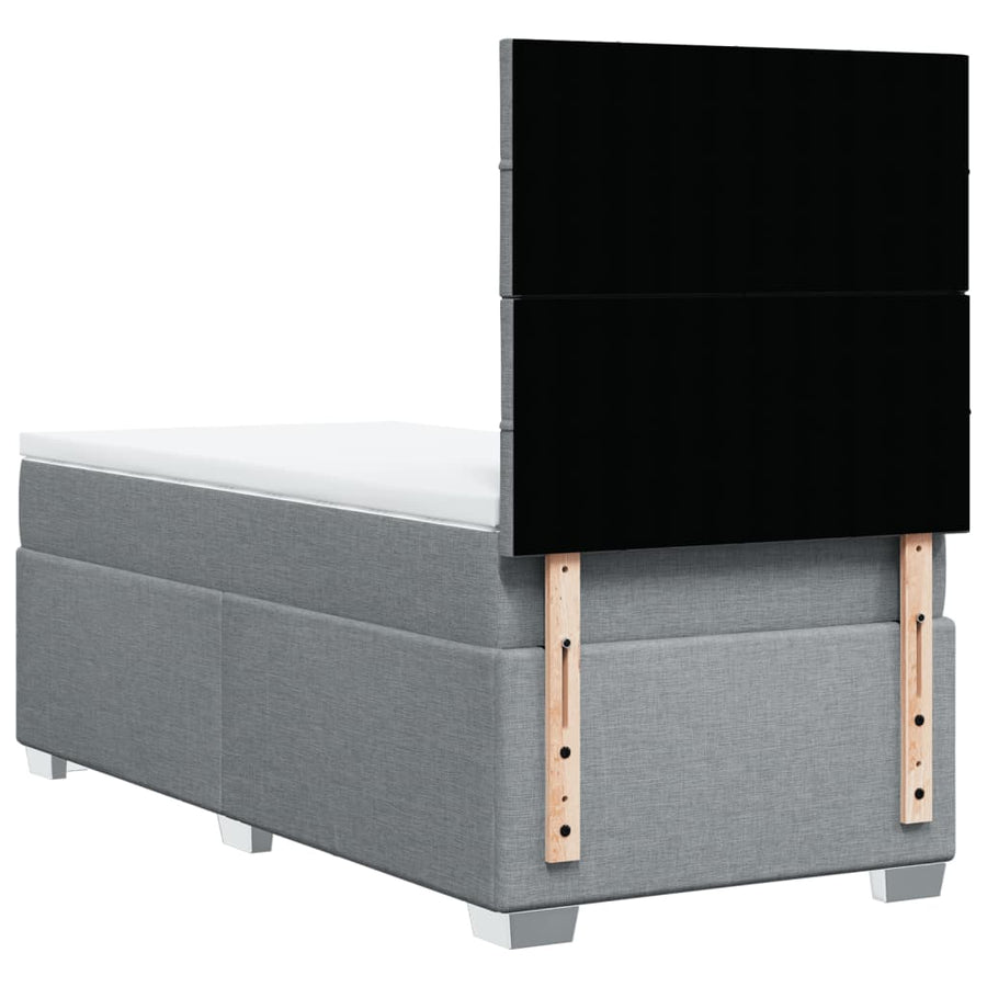 Boxspring met matras stof lichtgrijs 100x200 cm