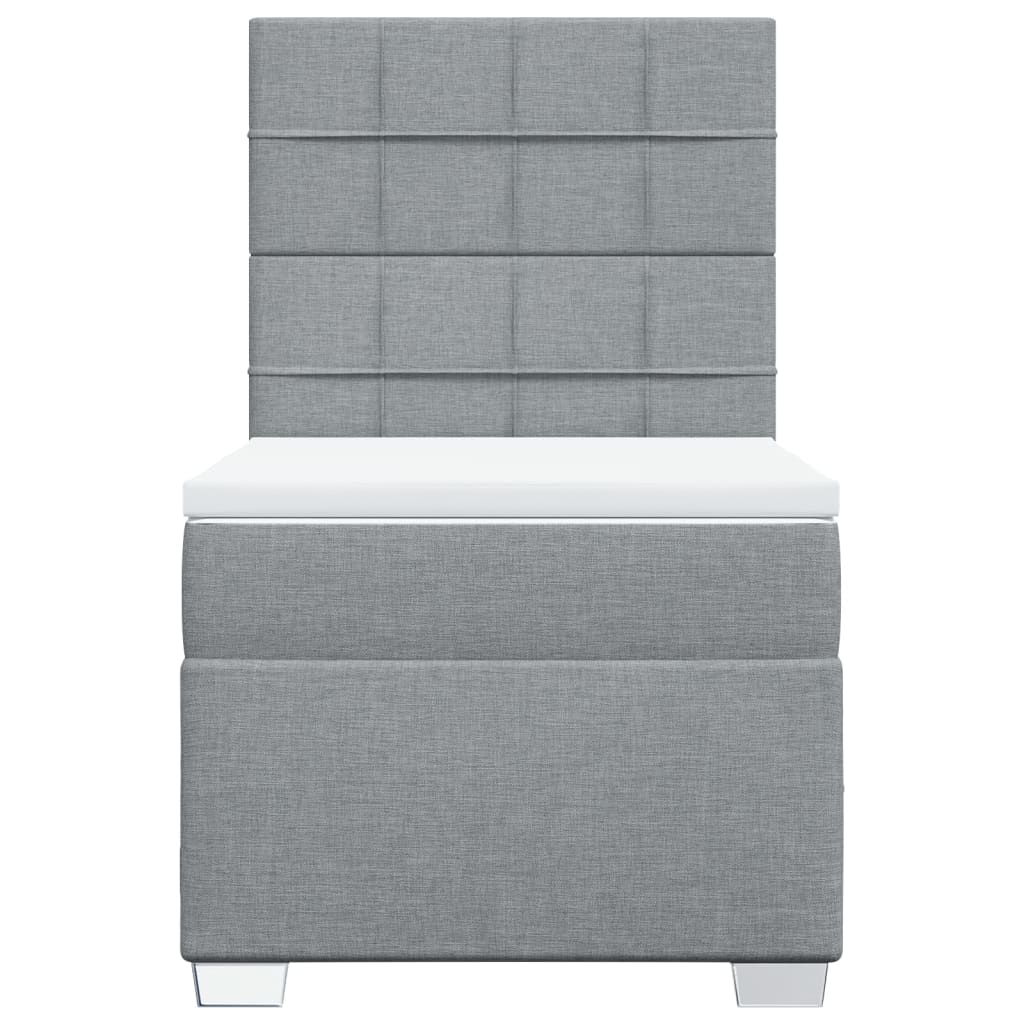 Boxspring met matras stof lichtgrijs 100x200 cm