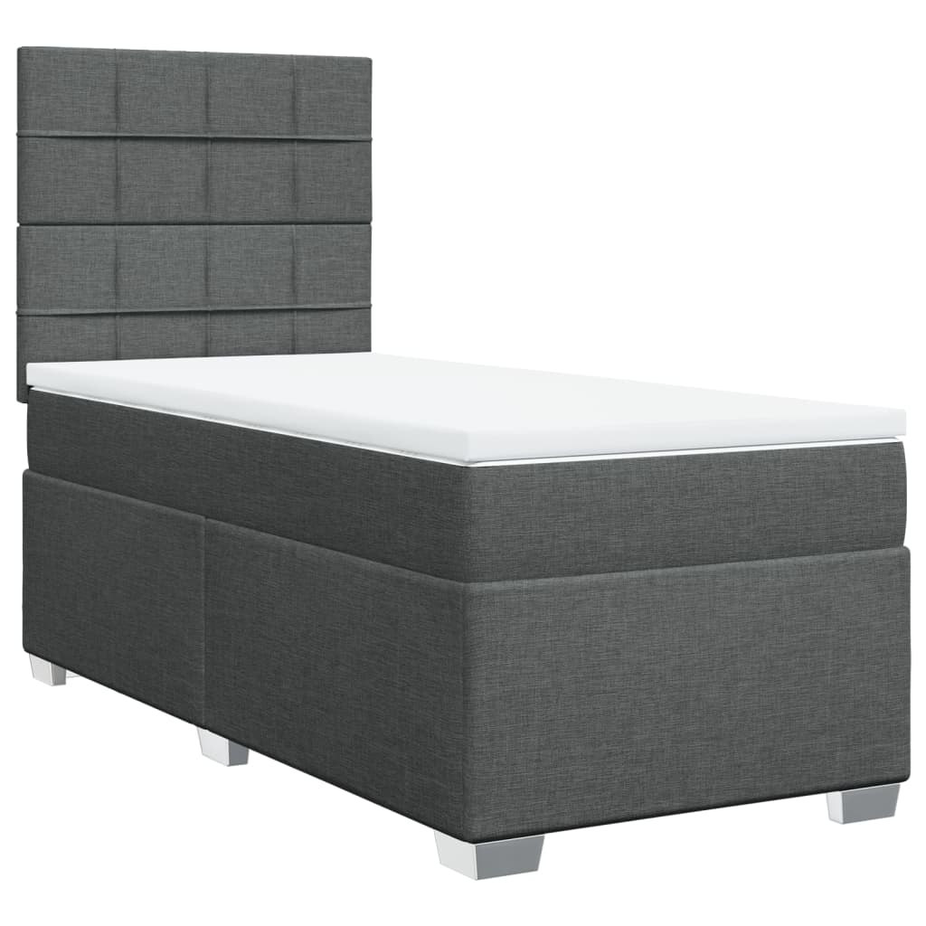 Boxspring met matras stof donkergrijs 100x200 cm