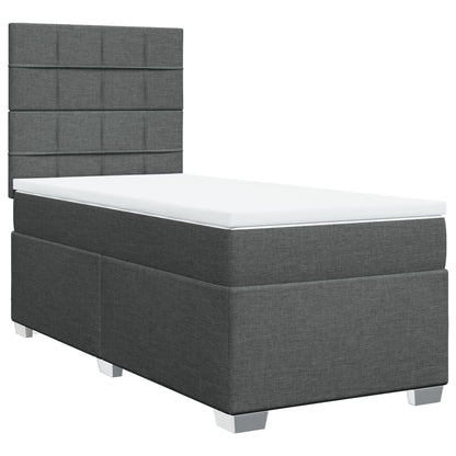 Boxspring met matras stof donkergrijs 100x200 cm