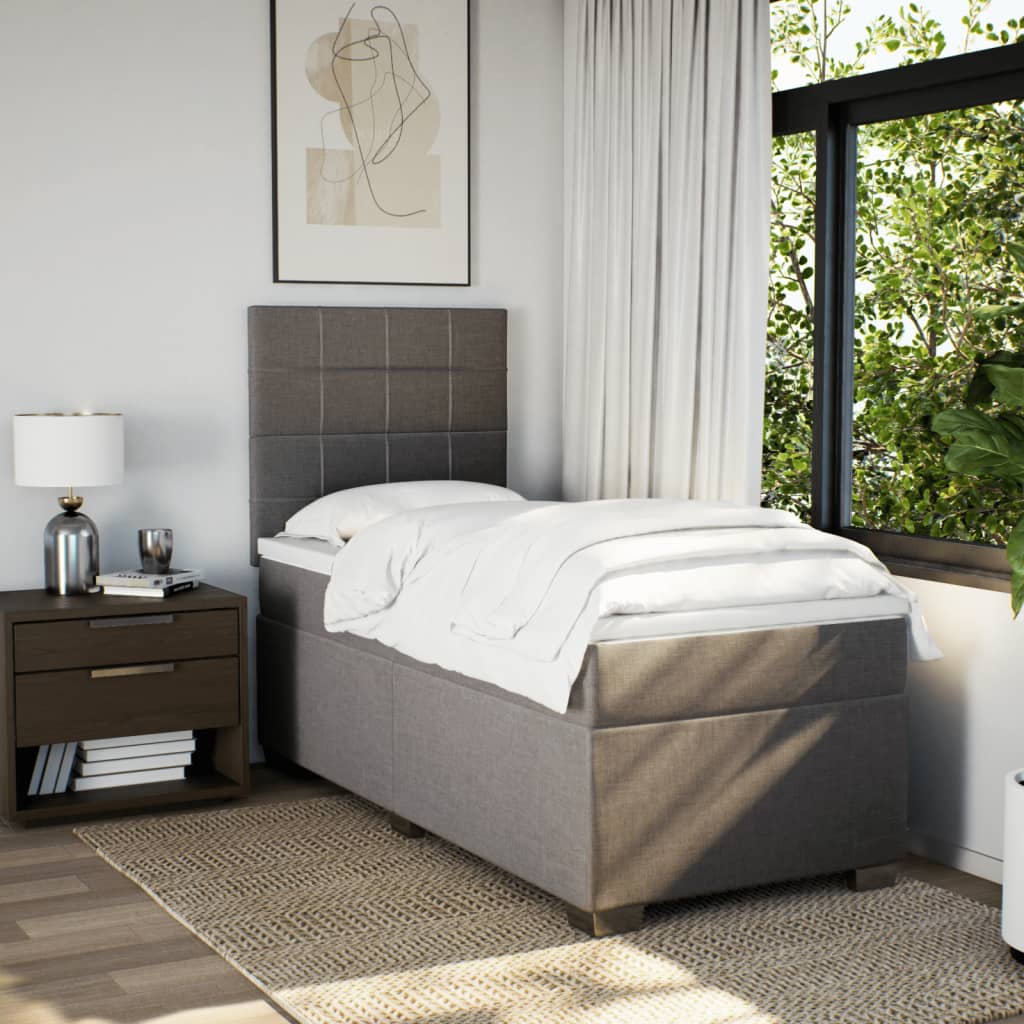 Boxspring met matras stof taupe 100x200 cm