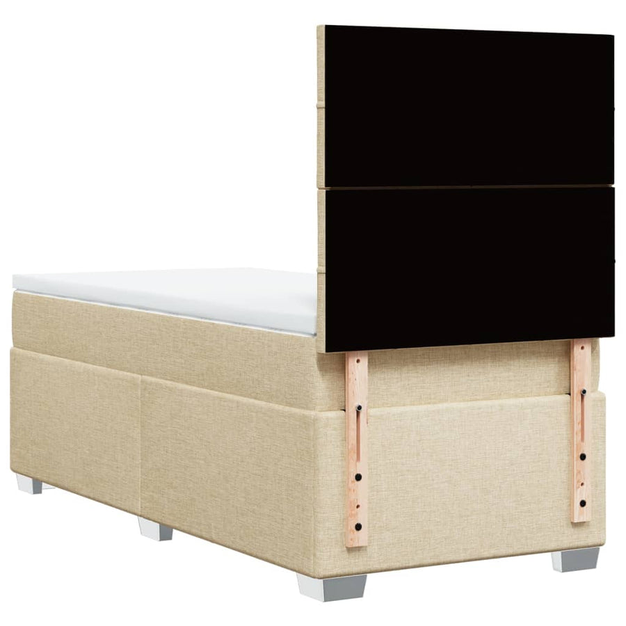 Boxspring met matras stof crèmekleurig 100x200 cm