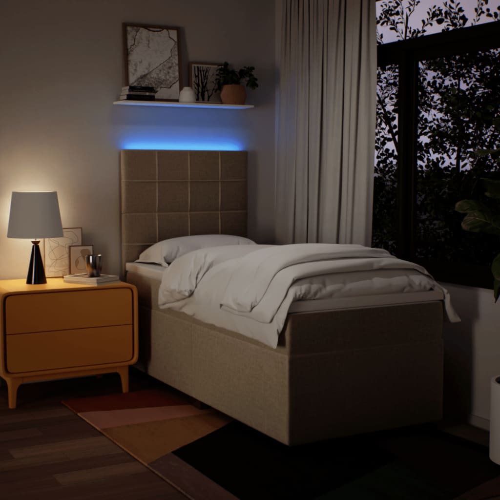 Boxspring met matras stof crèmekleurig 100x200 cm