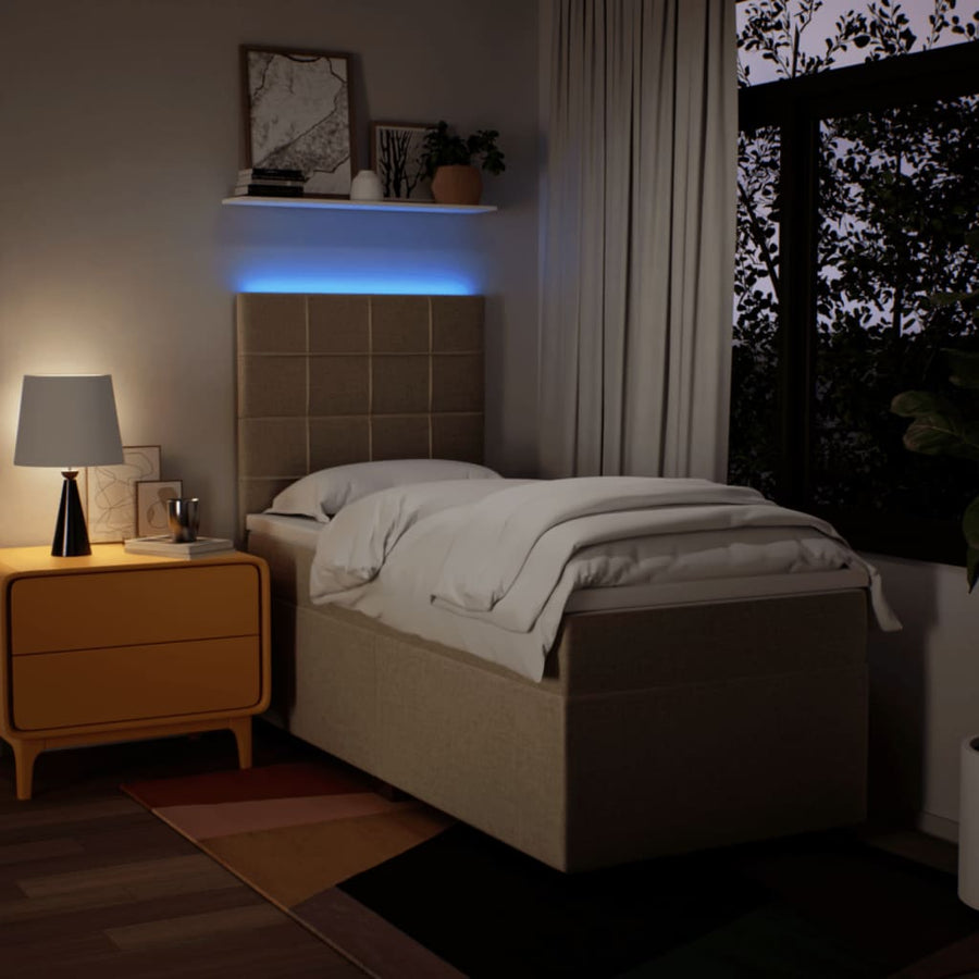 Boxspring met matras stof crèmekleurig 100x200 cm