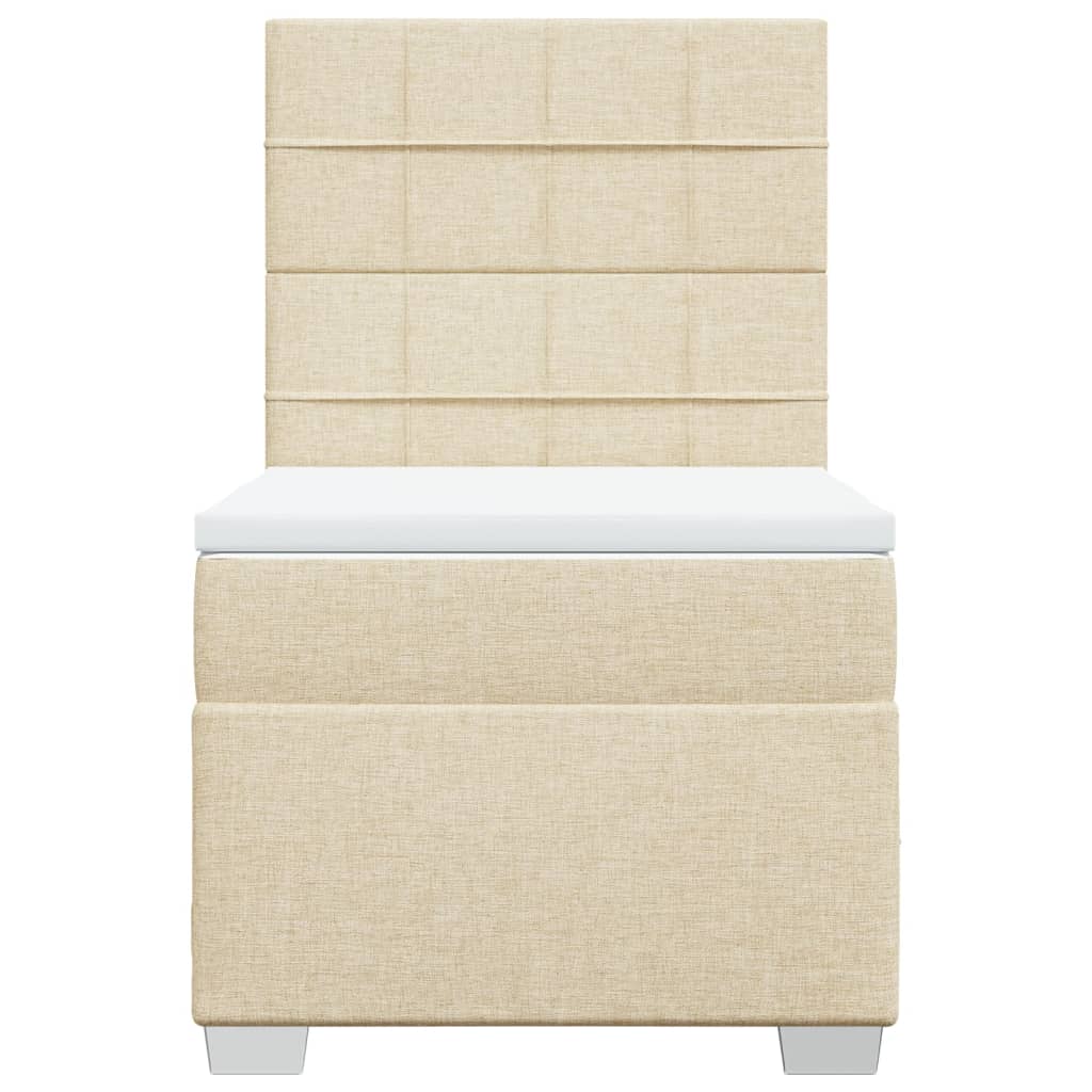 Boxspring met matras stof crèmekleurig 100x200 cm