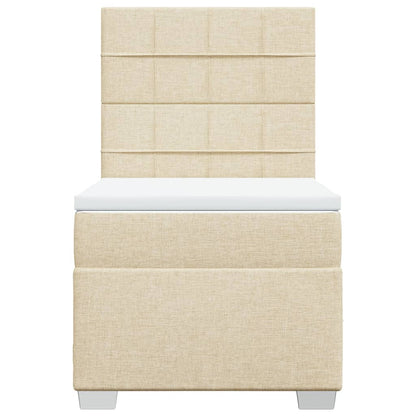 Boxspring met matras stof crèmekleurig 100x200 cm