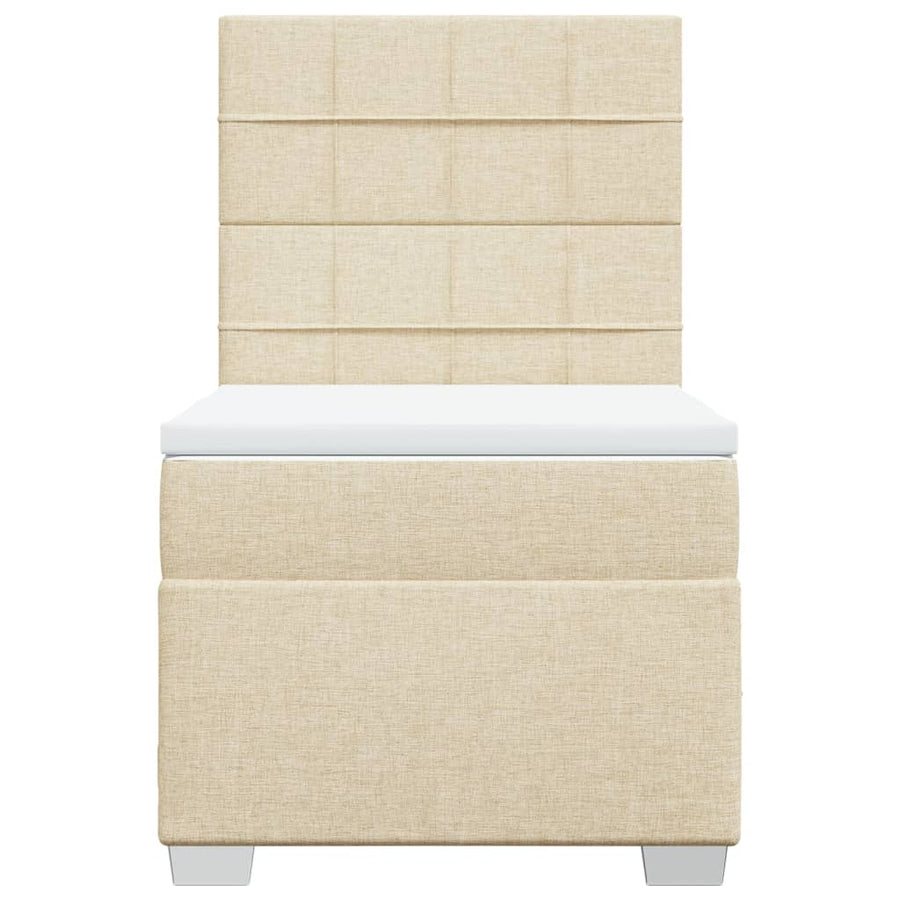 Boxspring met matras stof crèmekleurig 100x200 cm