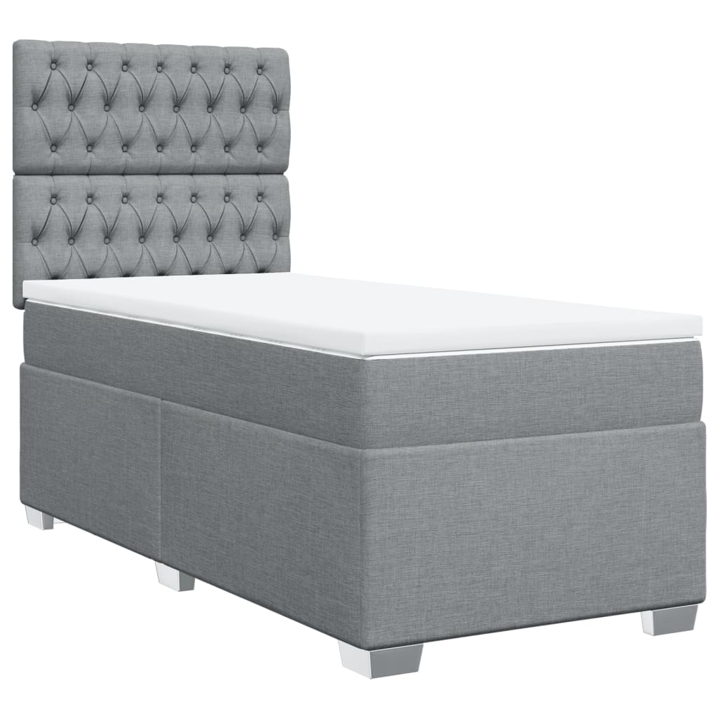 Boxspring met matras stof lichtgrijs 100x200 cm