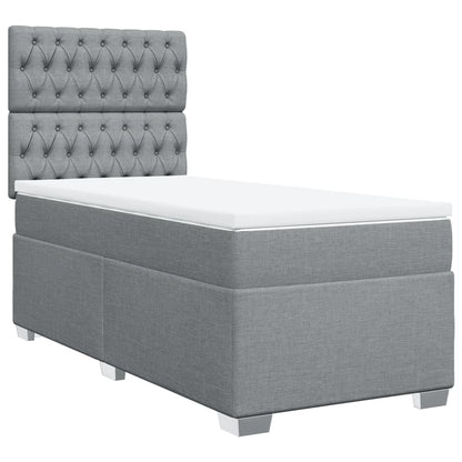 Boxspring met matras stof lichtgrijs 100x200 cm