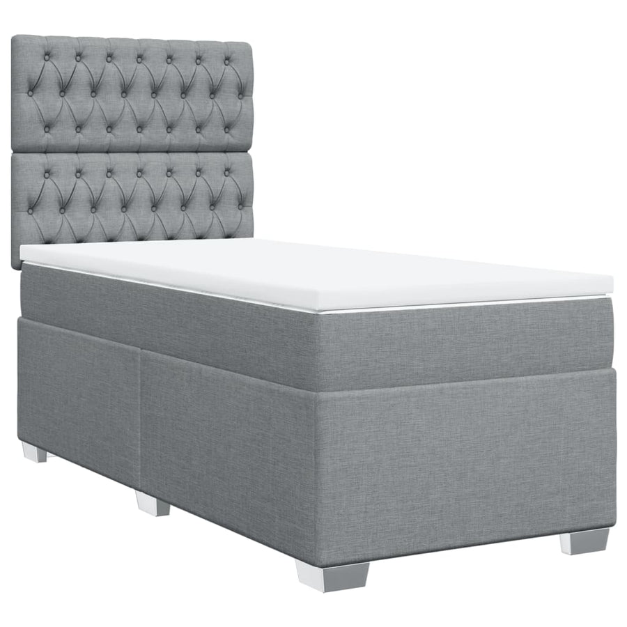 Boxspring met matras stof lichtgrijs 100x200 cm