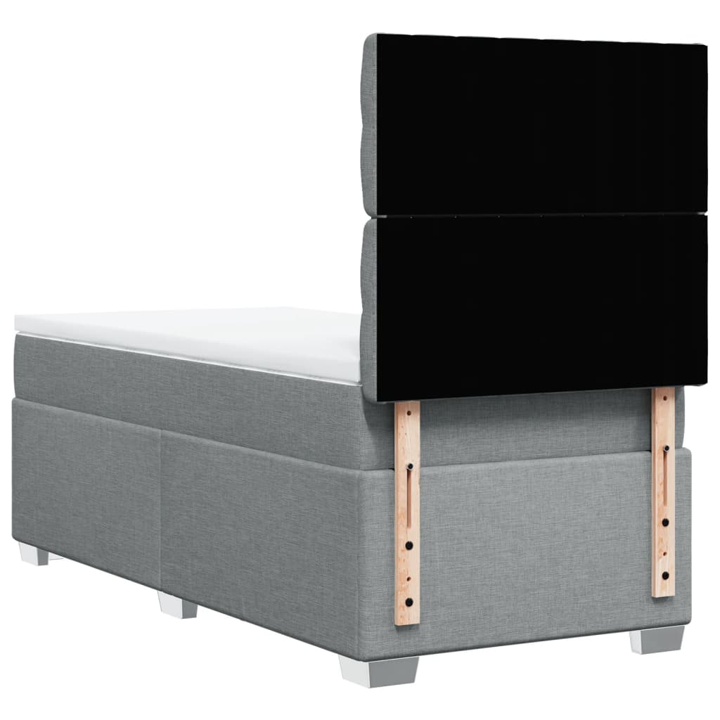 Boxspring met matras stof lichtgrijs 100x200 cm
