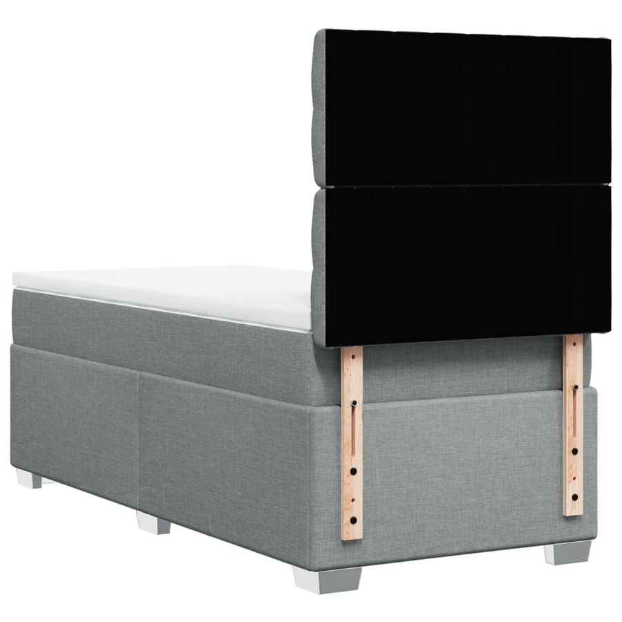 Boxspring met matras stof lichtgrijs 100x200 cm
