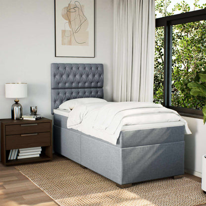 Boxspring met matras stof lichtgrijs 100x200 cm