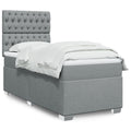 Box spring with fabric mattress light grey 100x200 cm
