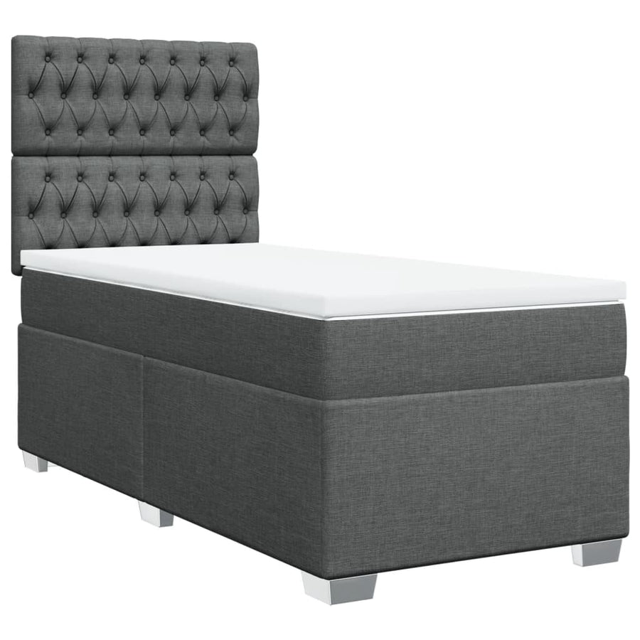 Boxspring met matras stof donkergrijs 100x200 cm