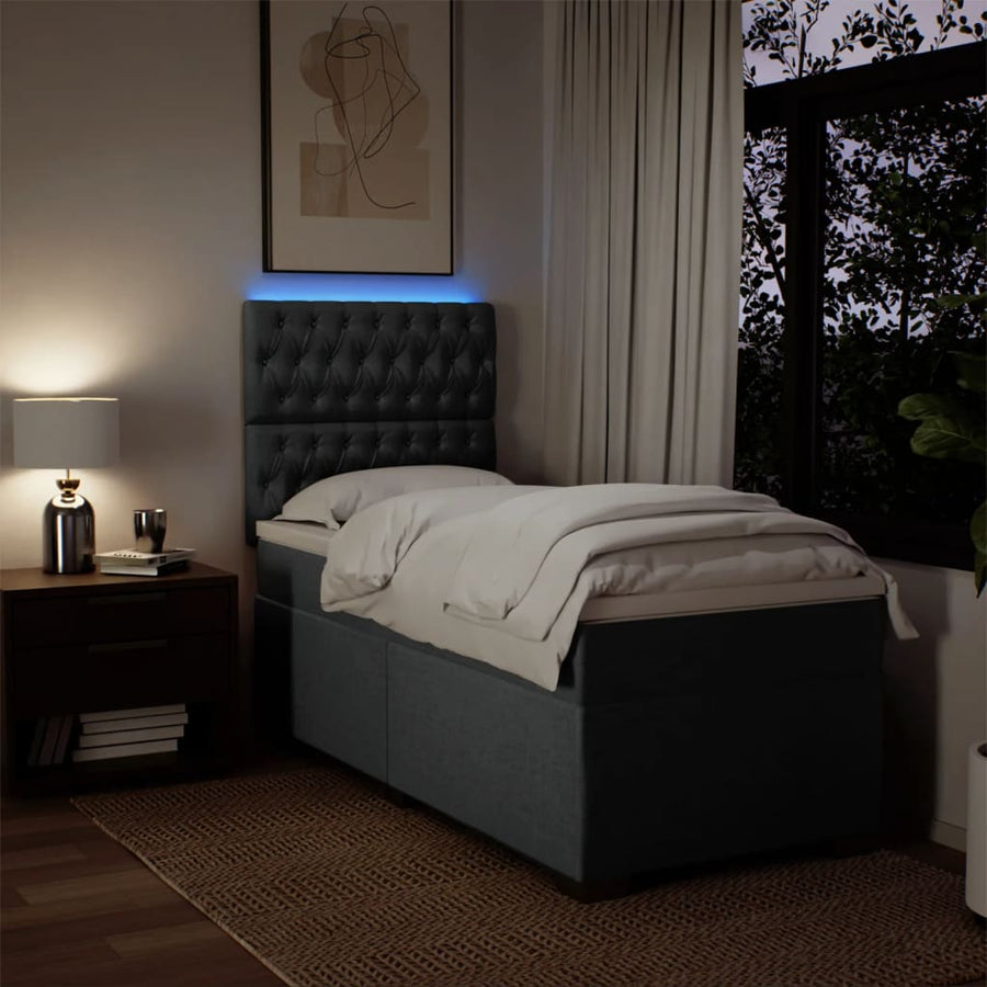 Boxspring met matras stof donkergrijs 100x200 cm