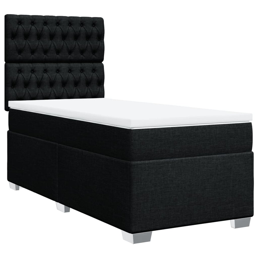 Boxspring met matras stof zwart 100x200 cm