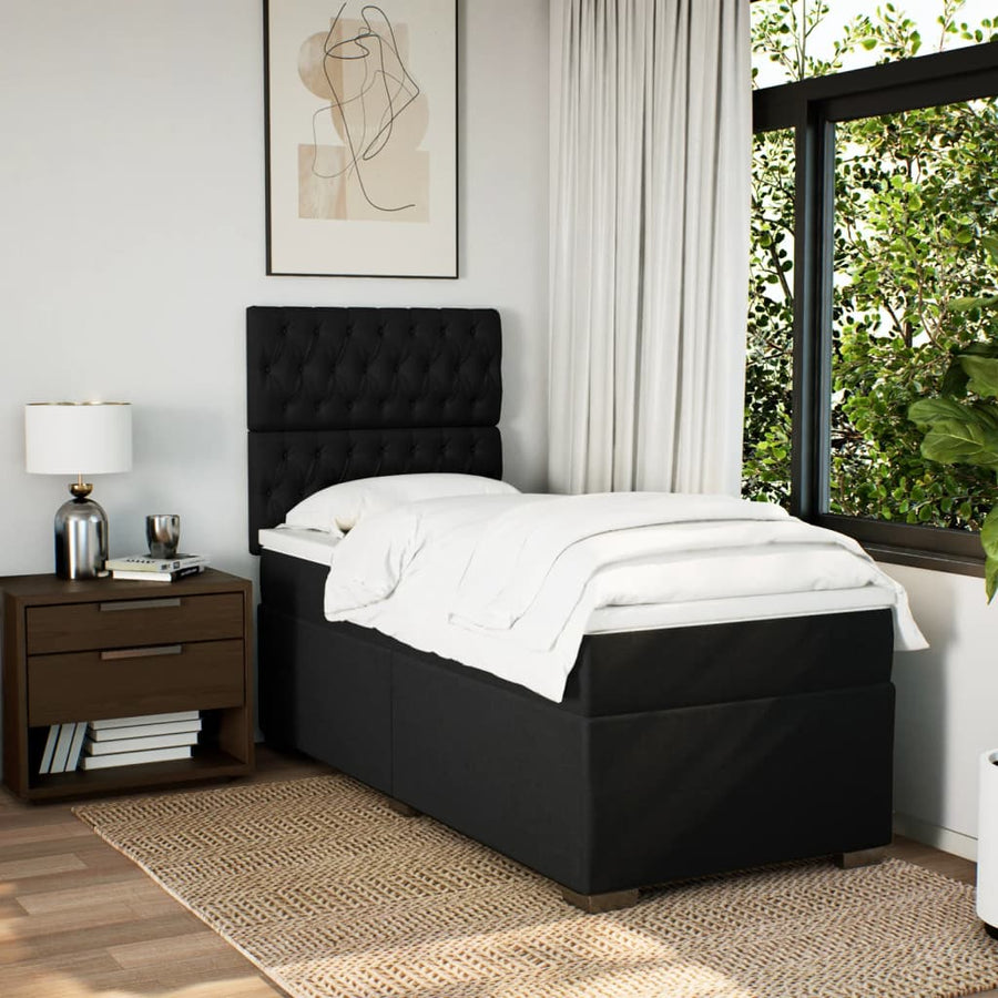 Boxspring met matras stof zwart 100x200 cm