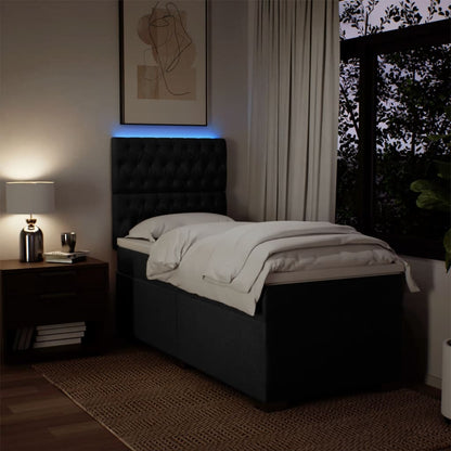 Boxspring met matras stof zwart 100x200 cm