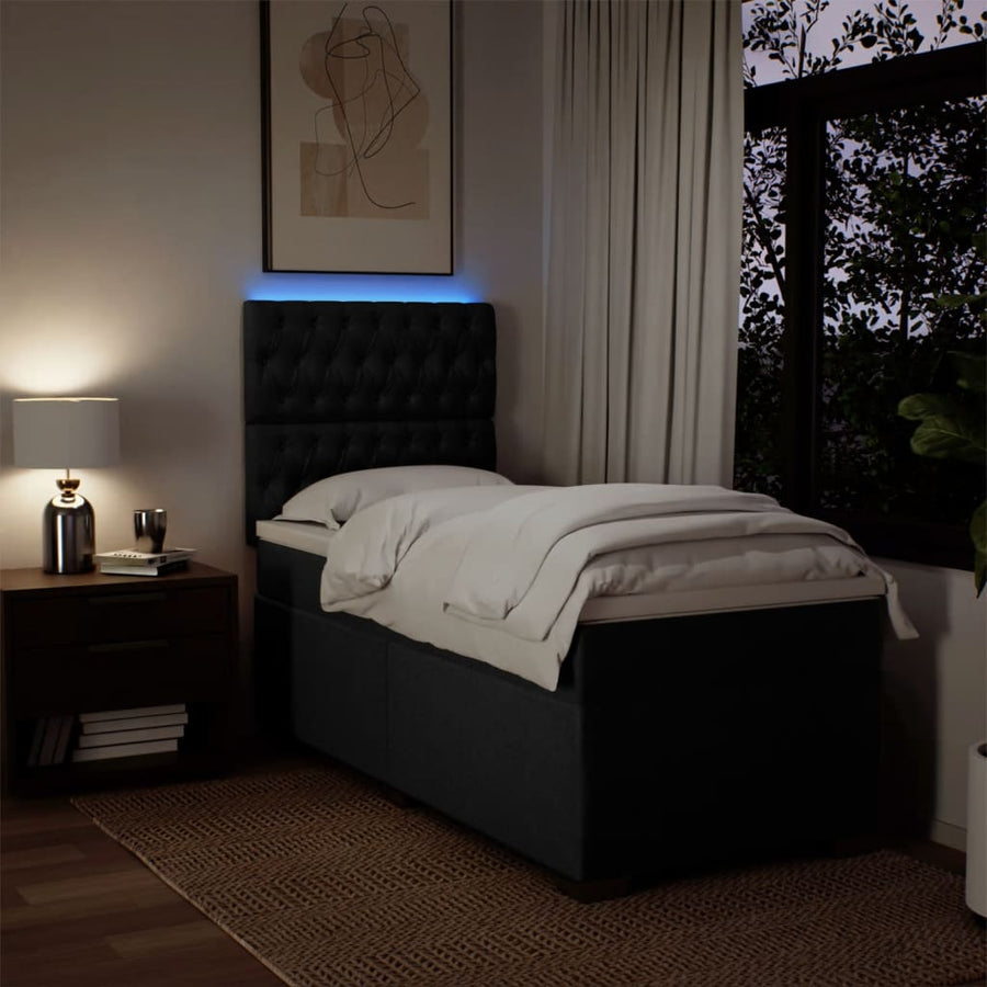 Boxspring met matras stof zwart 100x200 cm