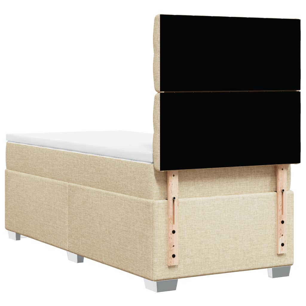 Boxspring met matras stof crèmekleurig 100x200 cm