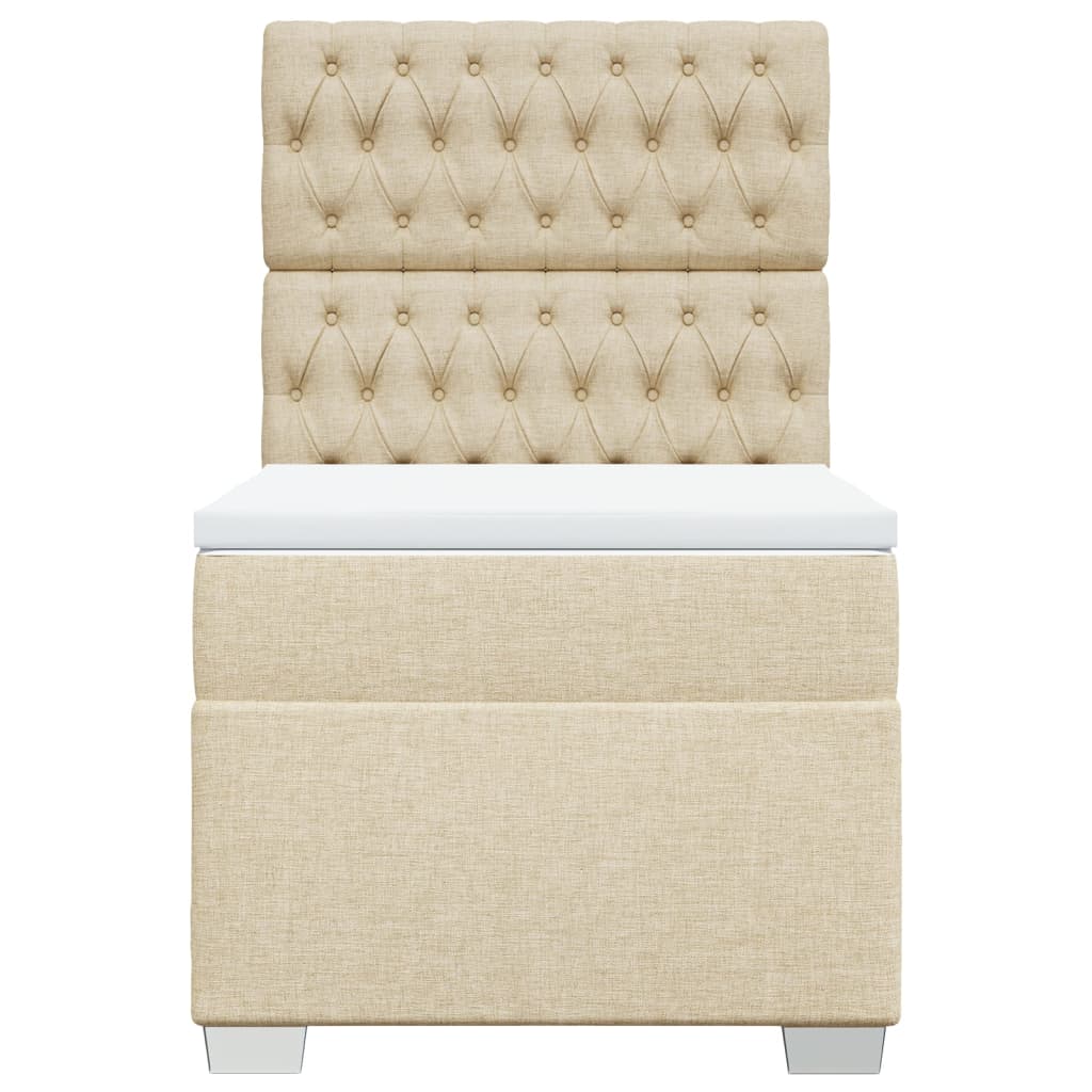 Boxspring met matras stof crèmekleurig 100x200 cm