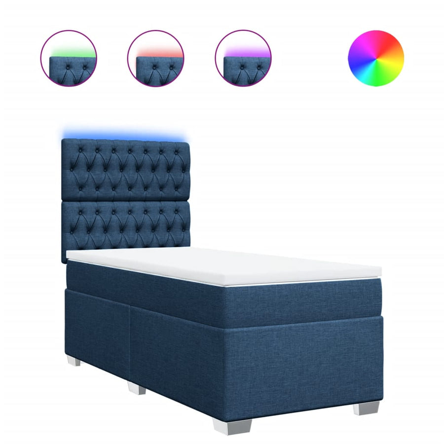 Boxspring met matras stof blauw 100x200 cm