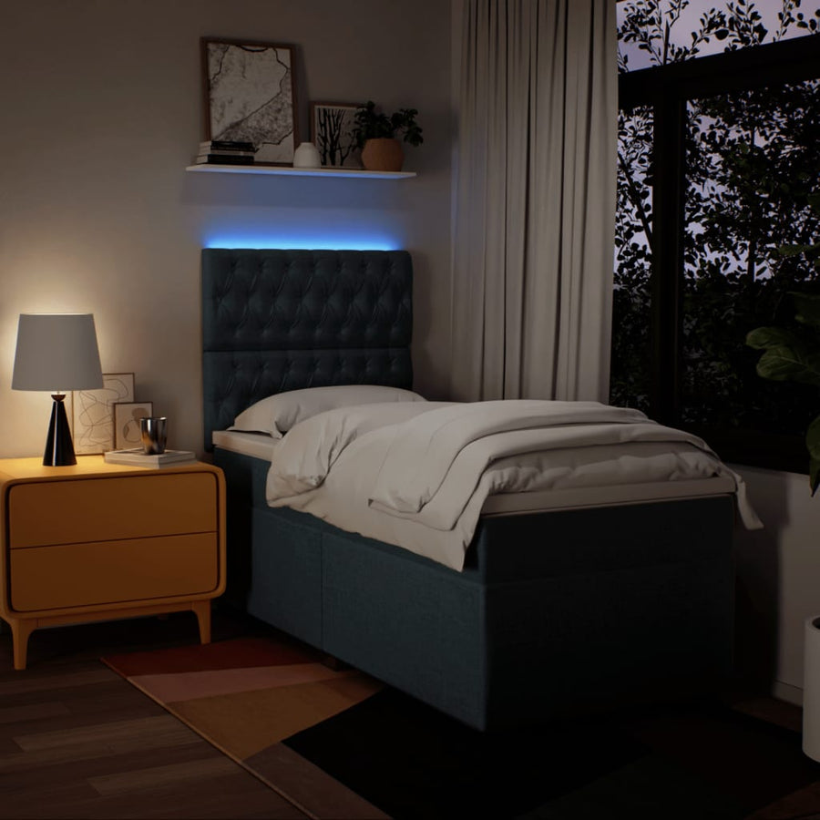 Boxspring met matras stof blauw 100x200 cm