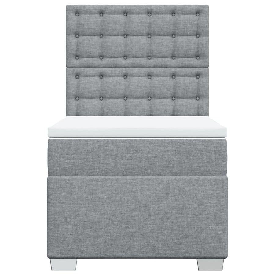 Boxspring met matras stof lichtgrijs 100x200 cm