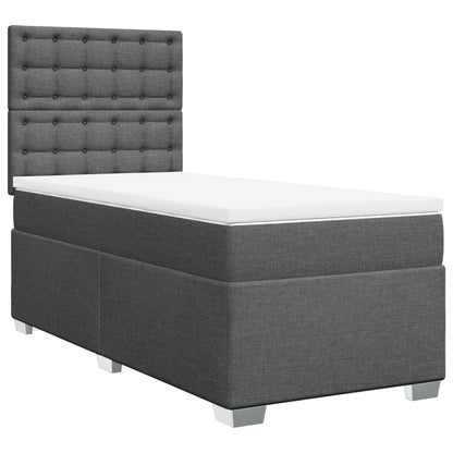 Boxspring met matras stof donkergrijs 100x200 cm
