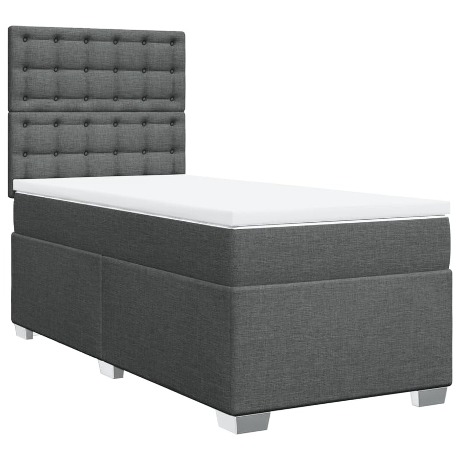 Boxspring met matras stof donkergrijs 100x200 cm