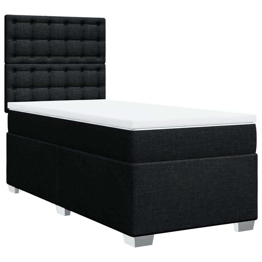 Boxspring met matras stof zwart 100x200 cm