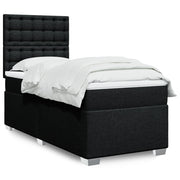 Boxspring 100x200 cm stof zwart pocketvering