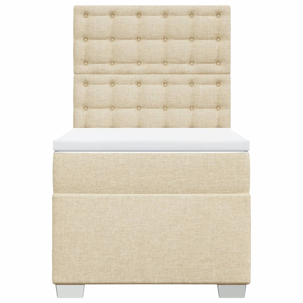 Boxspring met matras stof crèmekleurig 100x200 cm