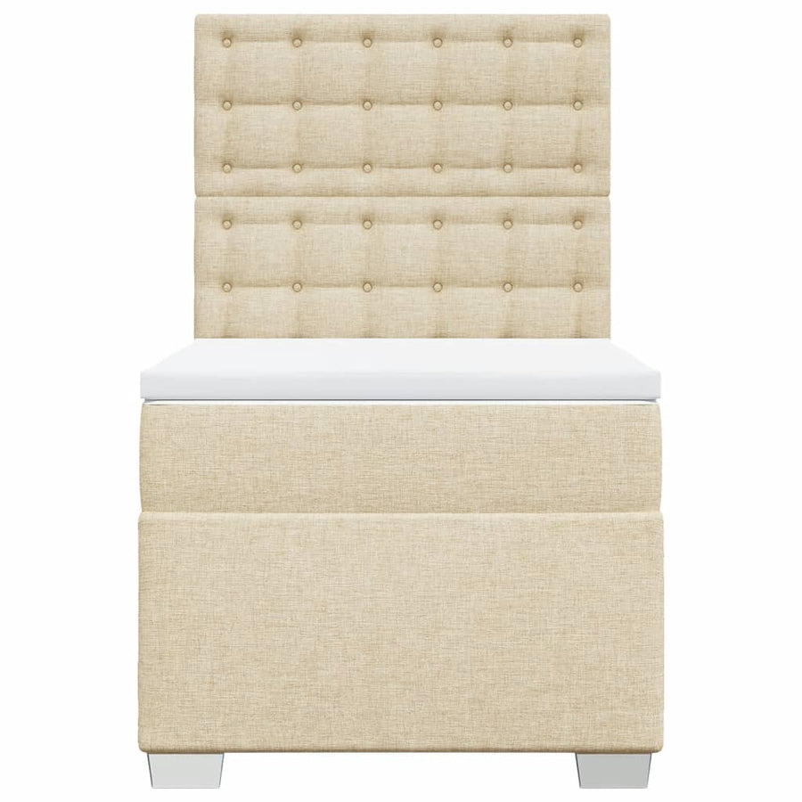 Boxspring met matras stof crèmekleurig 100x200 cm