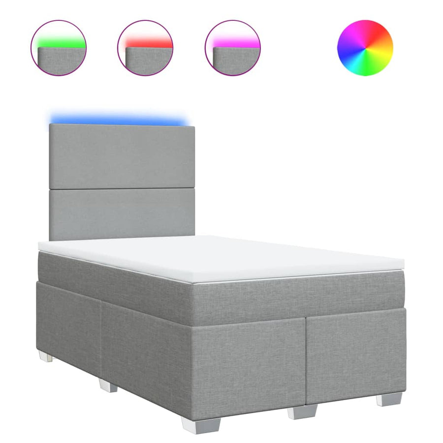 Boxspring met matras stof lichtgrijs 120x190 cm