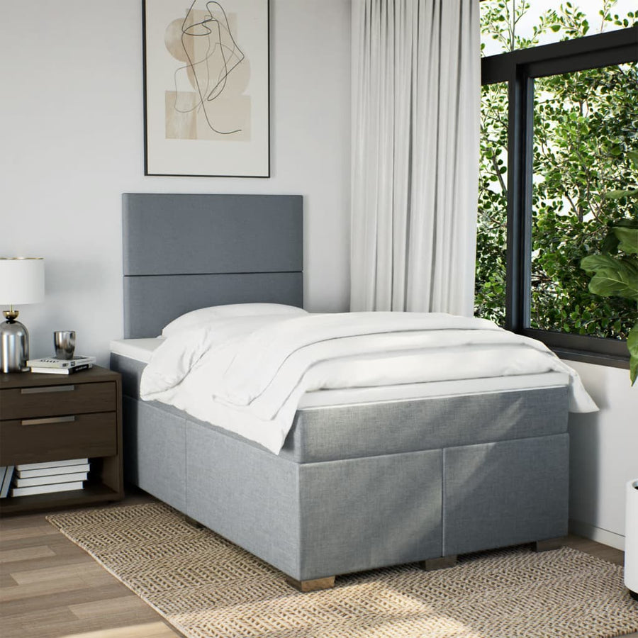Boxspring met matras stof lichtgrijs 120x190 cm