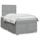 Box spring with light grey fabric mattress 120x190 cm
