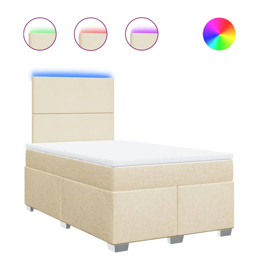 Boxspring met matras stof crèmekleurig 120x190 cm